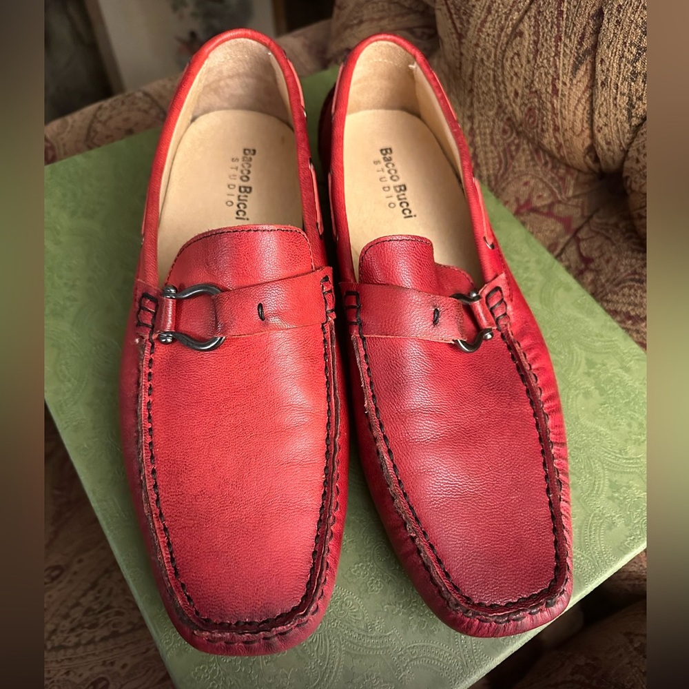 Bacco Bucci red leather drivers